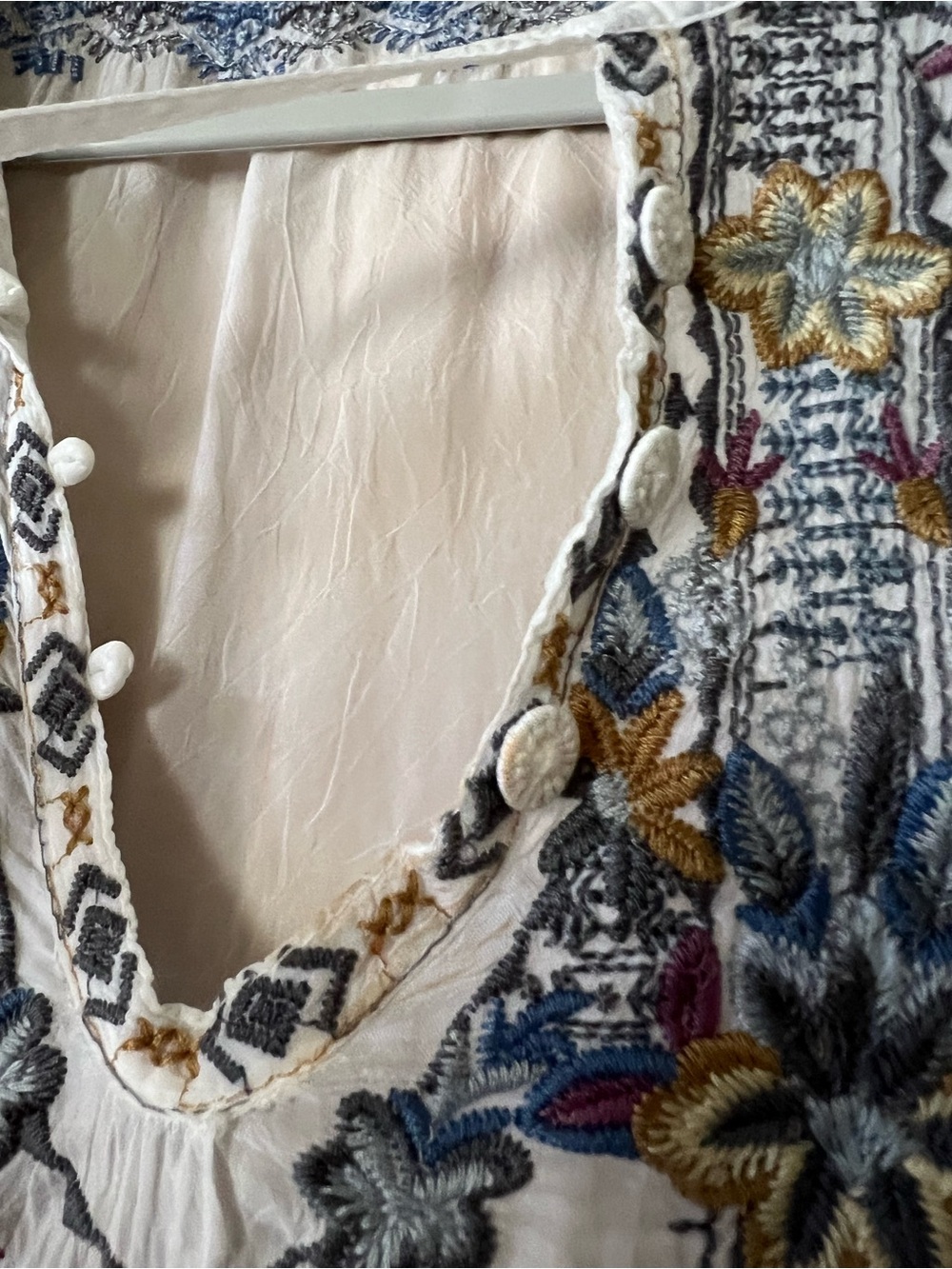 Johnny Was Tanya Embroidered white blue & colorful blouse - Picture 5 of 15